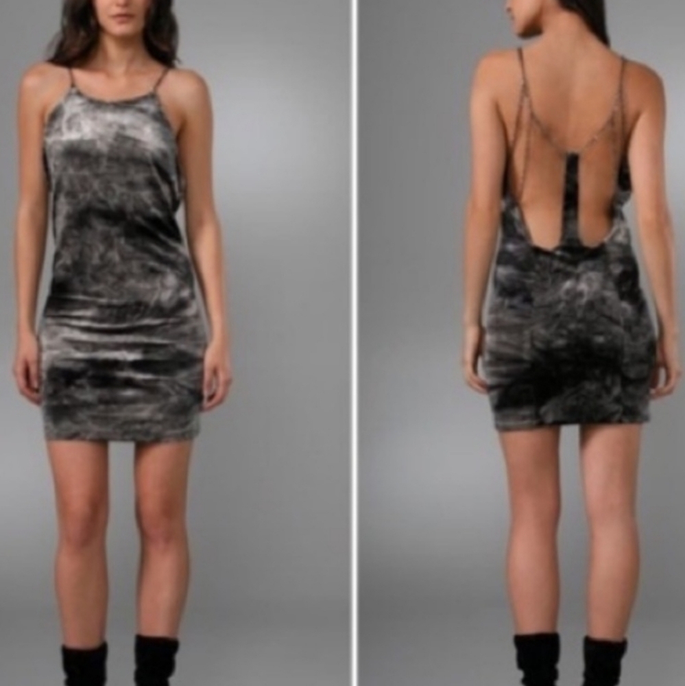 Nightcap x Carisa Rene crushed velvet chain racerback mini dress